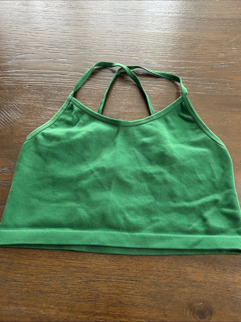 aerie Green Ribbed Strappy Crop Camisole
